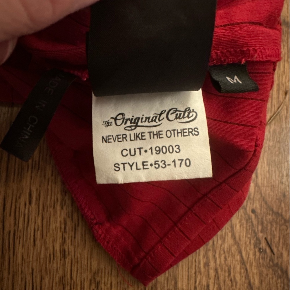 Lip Service Red Striped Vest size medium side buckles FLAWS - Picture 9 of 10